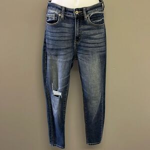 KanCan Dark Blue Distressed Faded Stretchy Skinny Jeans- Size 7/27